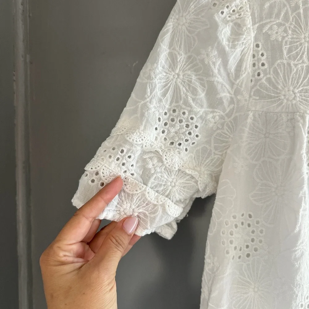 Chic Ivory Lace Midi Dress - Picture 3 of 7